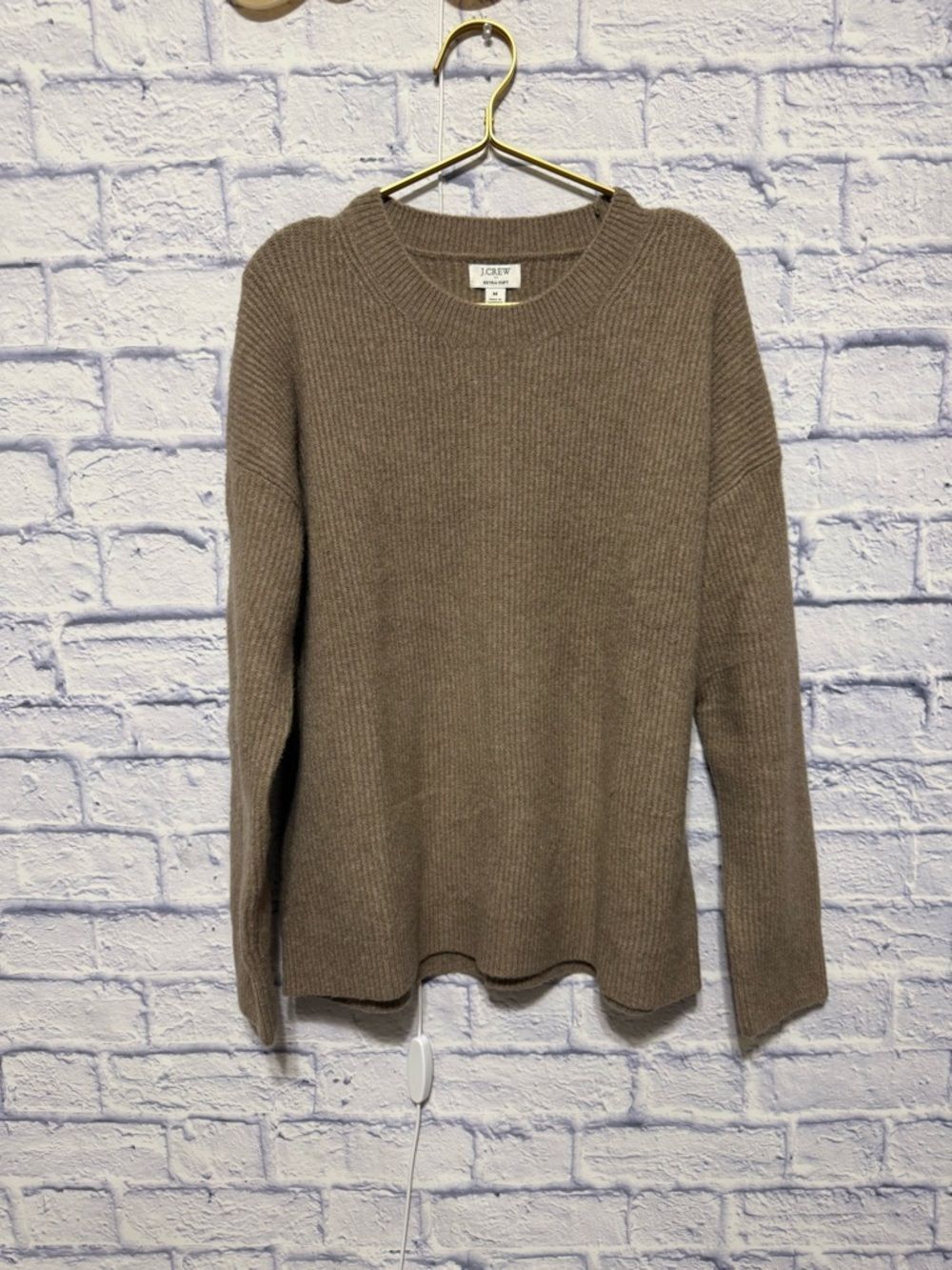 J. Crew Ribbed boyfriend crewneck sweater M nwt - Picture 2 of 13